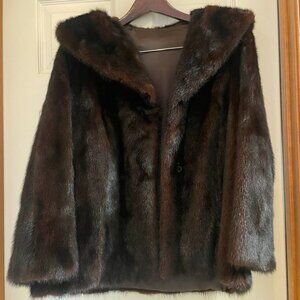 VTG 60s Genuine Chocolate Mahogany Mink Fur Evening Jacket / Coat Mint Condition